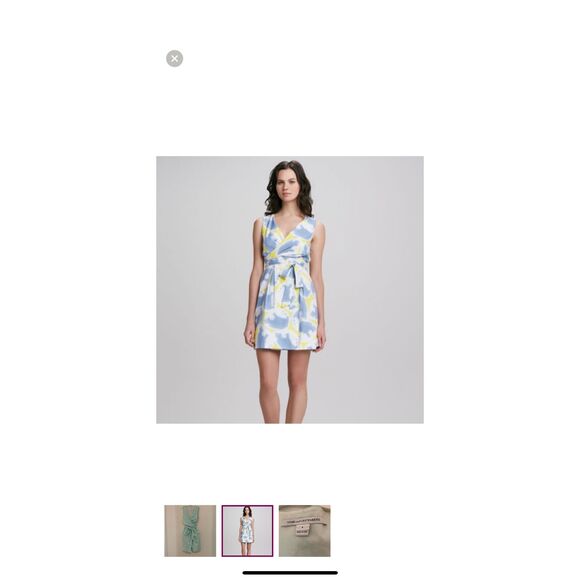 DVF Carol Mini Wrap Cotton Light Blue Aqua Lightweight size 10 Dress V-neck - Picture 8 of 9